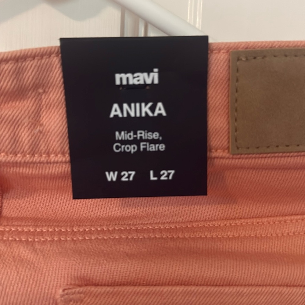 NWT Mavi Anika Raw Hem Mid Rise Crop Flare 27/27… peach/salmon color